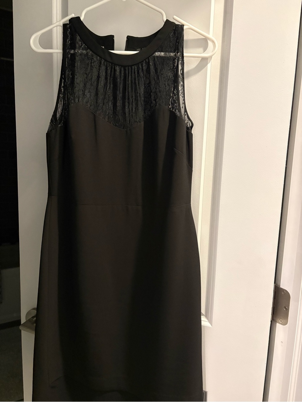 Anne Klein Black Sleeveless Lace Yoke Dress